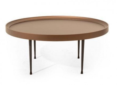  Industrial Design: Braun Rund Couchtisch mit Holzplatte für das Wohnzimmer